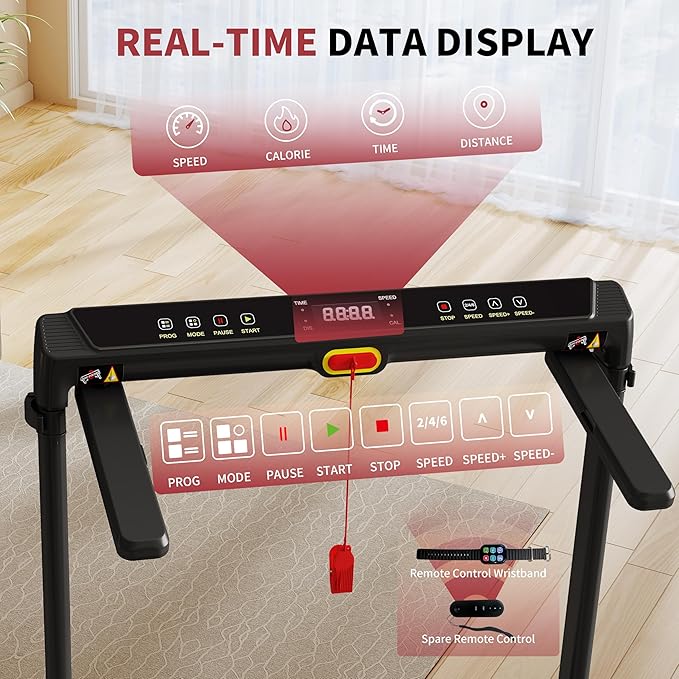 Treadmill with Incline, 3 in 1 Under Desk Treadmill Walking Pad with Removable Desk Workstation 3.5HP Foldable Compact Walking Treadmills for Home Small Office with Wristband Remote Control