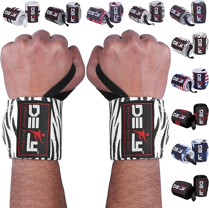 DEFY Fitness Wrist Wraps 18" Professional with Thumb Loops- Premium Quality, Strong Fastening Straps- Men & Women – Best for Weightlifting, Powerlifting,Strength Training