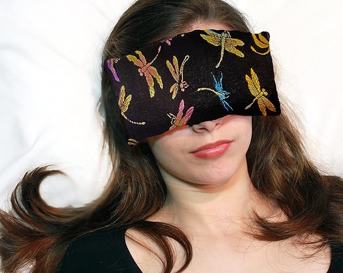 Handmade Luxe Serenity Eye Pillow - All-Natural Flaxseed - Unscented – Weighted Eye Mask for Yoga, Meditation, Hot & Cold Therapy - Dragonfly Nite - TEP-DF