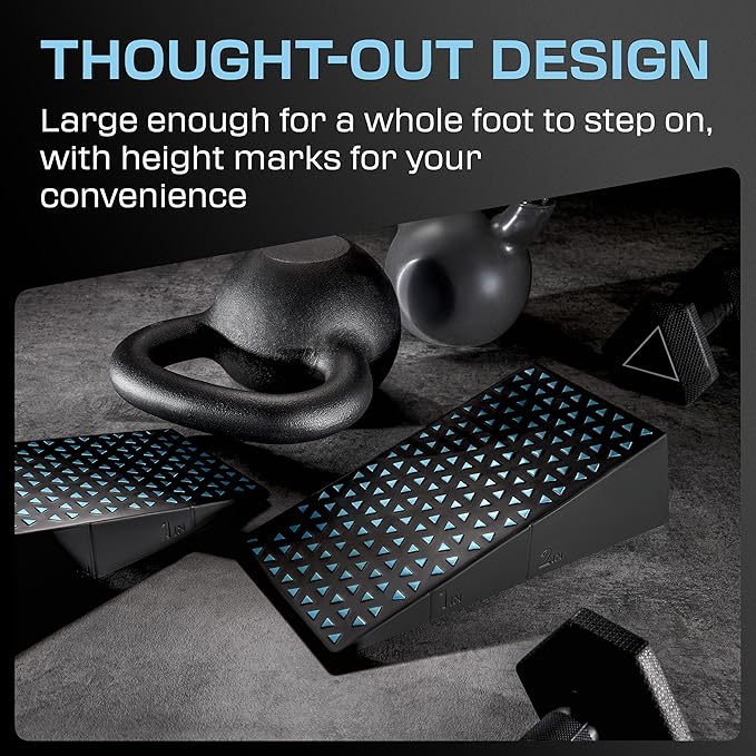 Squat Wedge Block Pair - Heel Elevated Squat Wedge for Deeper Squats, Heavy Lifting and Better Form - 17° Angle Exercise Wedges, Slant Board for Squats with Carry Backpack