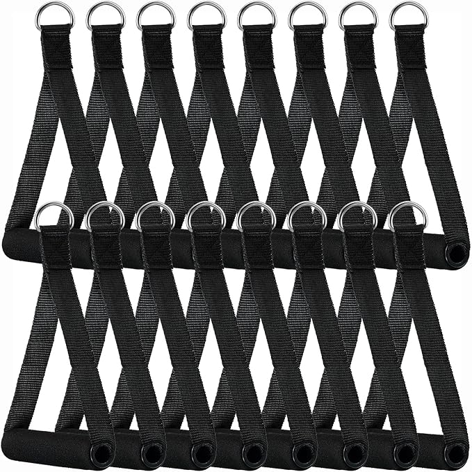 Sumind 16 Pcs Gym Exercise Handles Replacement Cable Machine Attachments for Home Gym Equipment Pulley System Resistance Bands, Strength Trainer, Heavy Duty Workout Handles