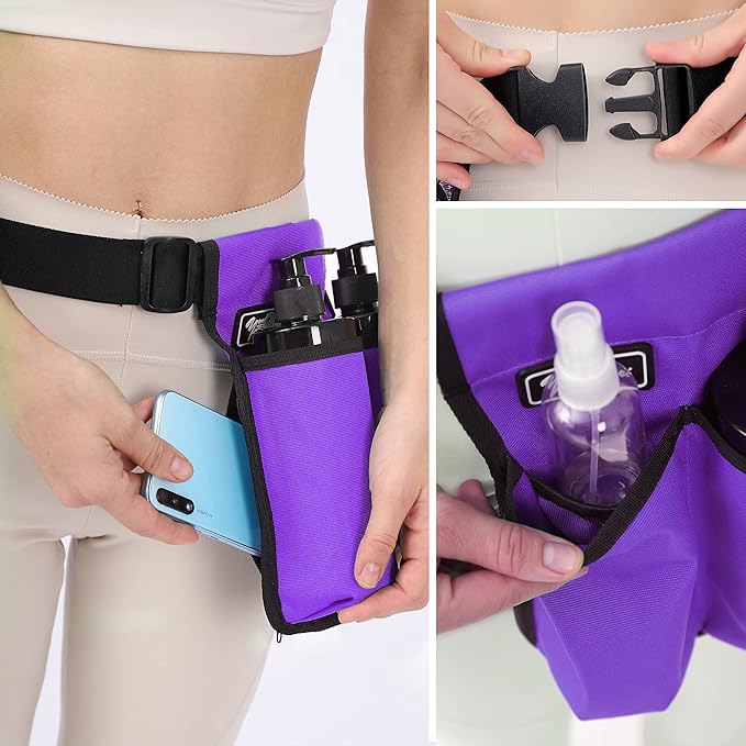 Massage Bottle Bag - Massage Oil Holster for Therapists (Purple)
