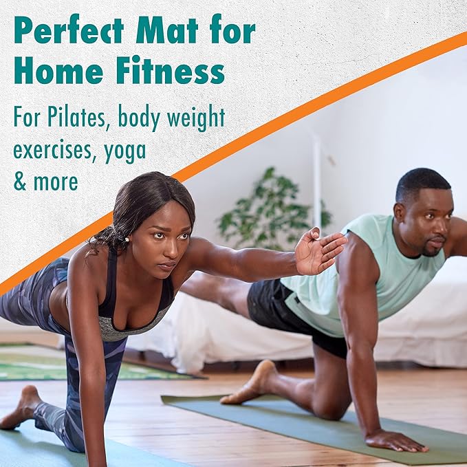 Maximo Fitness Yoga Mat - Multipurpose Exercise Mat for Men, Women and Kids, Ideal Non Slip Workout Mats for Yoga, Pilates, Gym Exercise with Carrying Strap