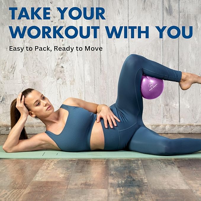 ProBody Pilates Small Exercise Ball with Pump - 9 Inch Workout Ball for Stability, Barre, Yoga, Core & Physical Therapy