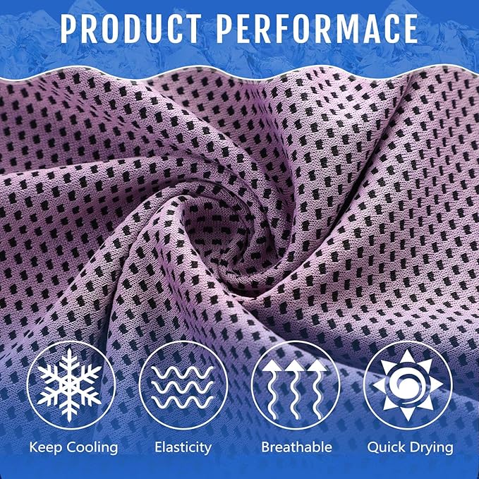 Hosuly 12 Pieces Cooling Towels for Hot Weather Soft Breathable Cold Towel Yoga Towels for Sweat, Sports, Workout, Fitness, Gym, Running, Travel Camping, 12 x 40 Inch (Pink)