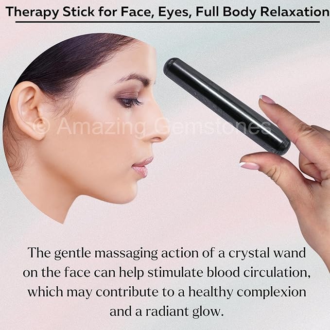 Amazing Gemstone Shungite Crystal Wand Massage Stick - Pelvic Wand Gua Sha for Adults - Crystals and Healing Stones Massage Wands for Adults Gifts (Smooth)