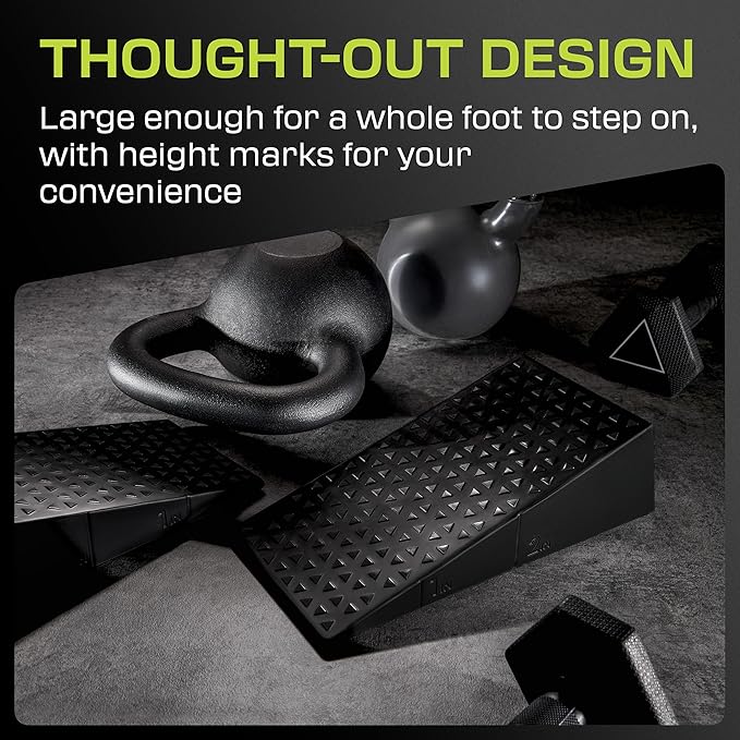 Squat Wedge Block Pair - Heel Elevated Squat Wedge for Deeper Squats, Heavy Lifting and Better Form - 17° Angle Exercise Wedges, Slant Board for Squats with Carry Backpack