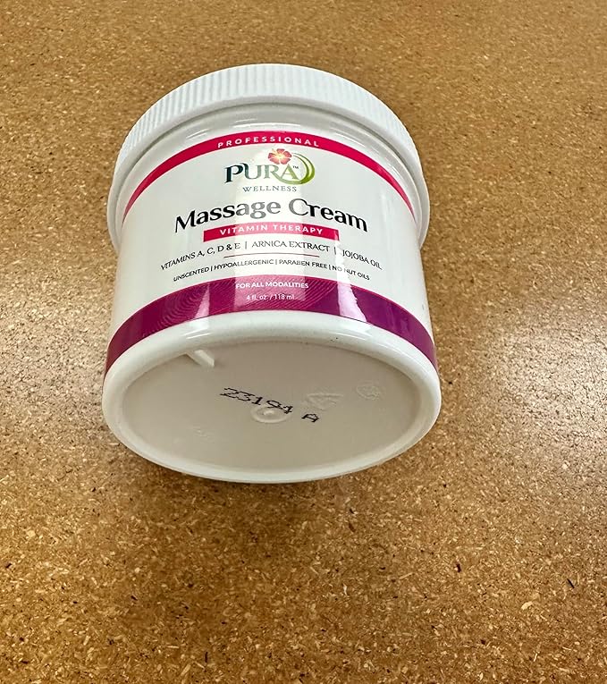 Vitamin Therapy 4 Fl oz Massage Cream, Vitamin E, Professional, Massage Therapy, Deep Tissue, Unscented, Hypoallergenic, Natural Ingredients, Skin Hydrating, Moisturizing, Muscle Relief
