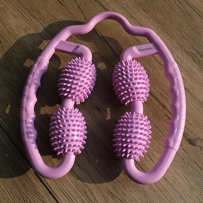 Cellulite Massage Tool Leg Roller. Lymphatic Drainage Massager Muscle Roller with Spiky Balls for Thigh Calf Arm Back Buttock. Fascia Blaster for Circulation Deep Tissue Pain Relief Recovery (Purple)