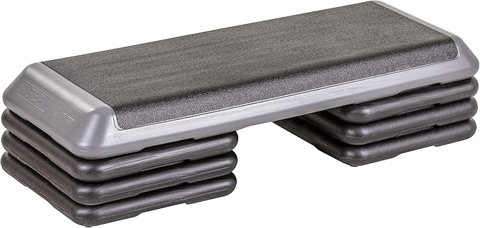 The Original STEP Exercise Step Platform, Health Club Size Stepper for Exercise at Home with 4 Stackable Risers for Height Adjustments