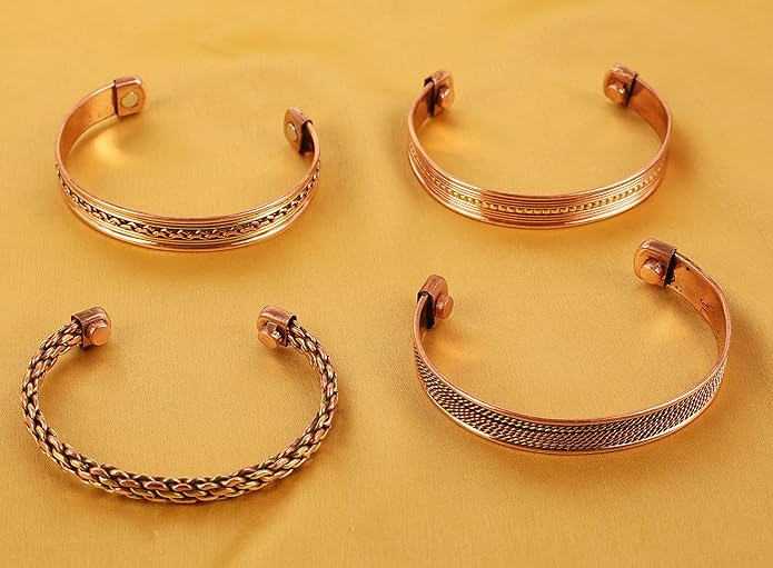 Copper Bracelet Tibetan Style. Hand Forged with Solid and High Gauge Copper Jewelry Cuff for Women Men. Combo of Different Designs