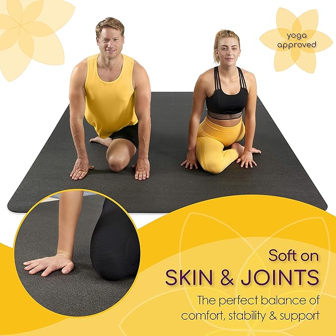 Large Yoga Mat 6'x4'x8mm Extra Thick, Durable, Eco-Friendly, Non-Slip & Odorless Barefoot Exercise and Premium Fitness Home Gym Flooring Mat by ActiveGear