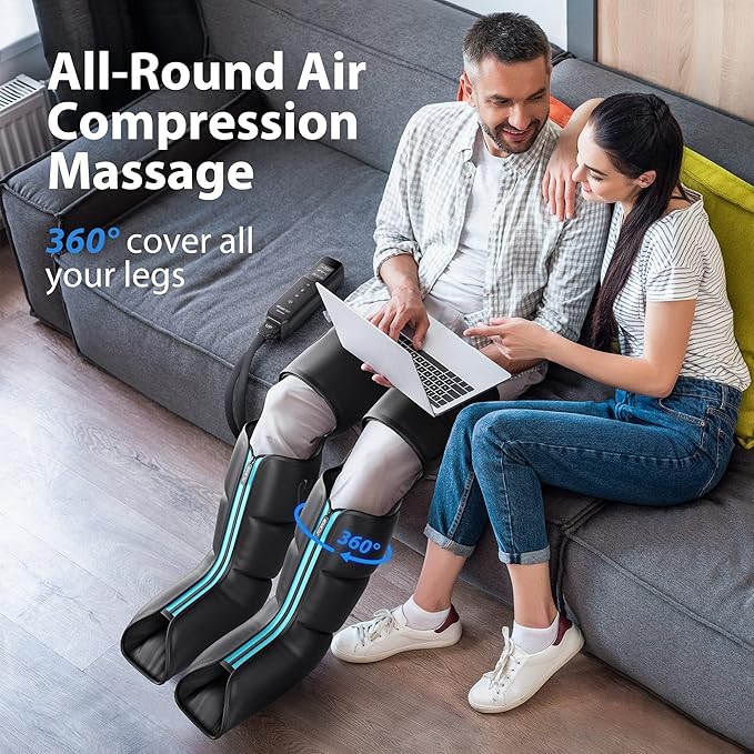 CINCOM Leg Massager with Heat and Compression, Air Compression Boots for Leg Calf & Foot Recovery, Edema Relief