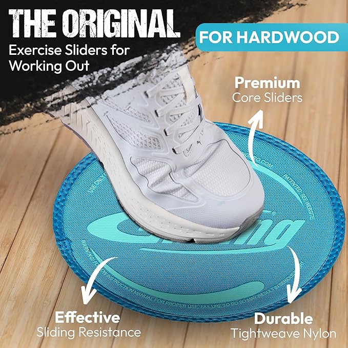 Gliding Discs for Working Out - Exercise Sliders for Carpet & Hardwood Floors 1 Pair, Authentic Workout Sliders Disc for Full Body Resistance Workout, Includes 4 Streaming Video Workouts