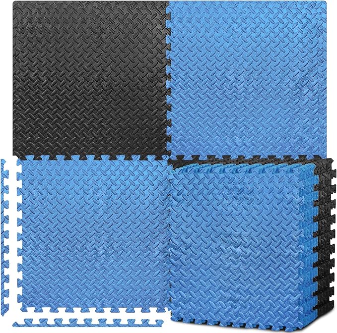 BEAUTYOVO Puzzle Exercise Mat with 12/24/48 Tiles Interlocking Foam Gym Mats, 24'' x 24'' EVA Foam Floor Tiles, Protective Flooring Mats for Gym Equipment