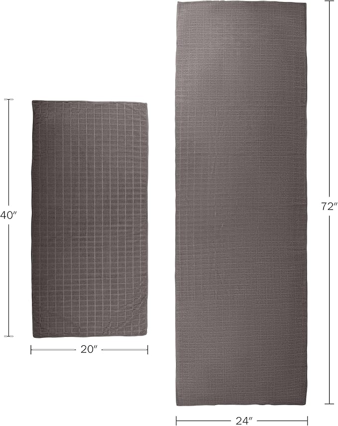 Yoga Mat Towel and Gym Towel Set - 2-Piece Non Slip Set for Hot Yoga, Pilates, and Gym - 72” x 24” Sweat Absorbent and Quick Drying Blanket with Corner Pockets for Mats by Wakeman (Gray)