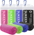 Sukeen 4 Pack Cooling Towels (40"x 12"), Cool Towels for Neck, Sport Sweat Rag for Gym, Cooling Rag, Cooling Towel for Yoga, Golf, Camping, Running, Workout, Camping, Fitness