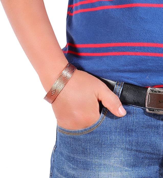 Earth Therapy Minimalist Design Magnetic Field Cuff Bracelets for Men & Women - Ultra Strength - Adjustable