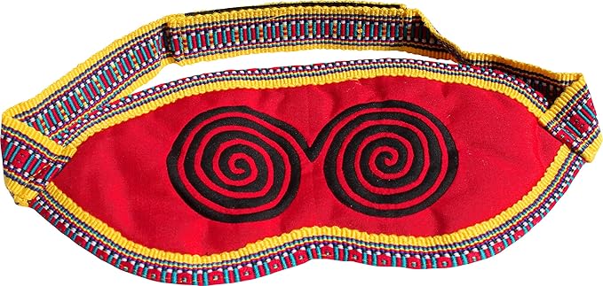 RaanPahMuang Thailand Hill Tribe Fair Trade Lahu Swirls Relaxation Eye Mask, Red