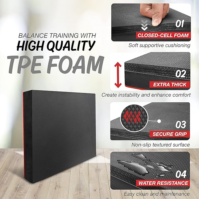 Yes4All Balance Pad, Nonslip TPE Foam Balance Pad with Upgraded Sizes - L, XL, XXL Balance Mat for Fitness, Yoga & Stability Training - Multicolor Options