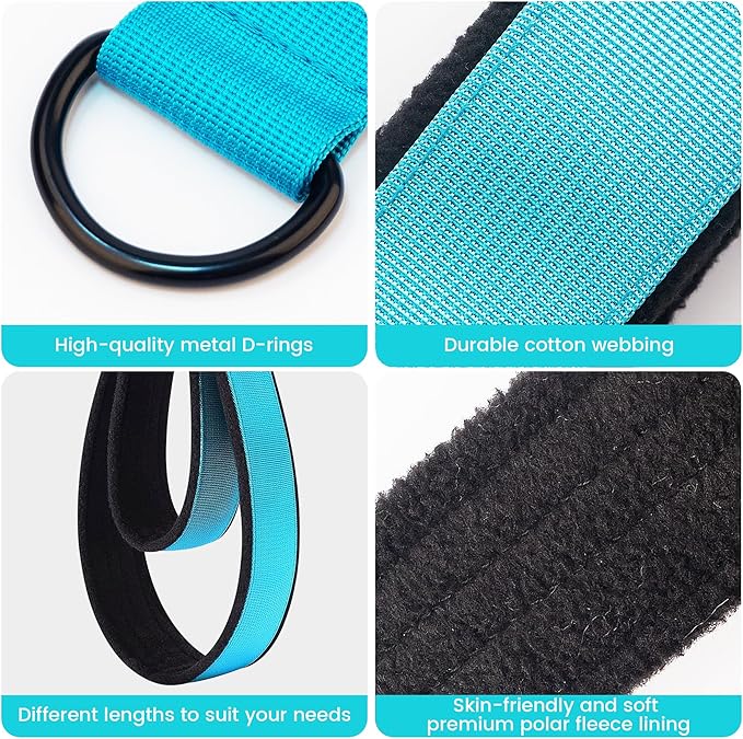 2PCS Comfortable Enhanced Thickness Pilates Double Loop Strap - D-Ring Strap for Home Gym & Yoga Workout Accessories