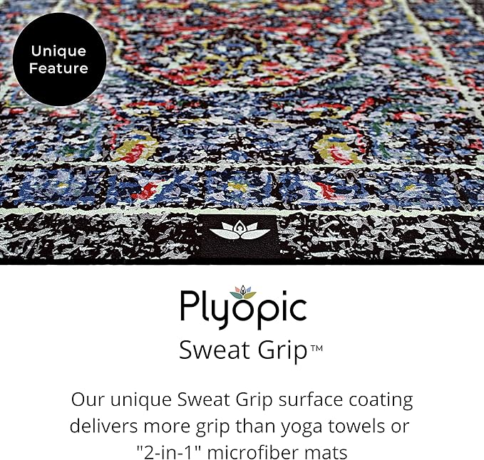 Plyopic. All In One Yoga Mat | Luxury Sweat-Grip Mat/Towel Combo | Ideal for Yoga, Hot Yoga, Bikram, Pilates, Workout & Exercise | Eco-Friendly Natural Rubber