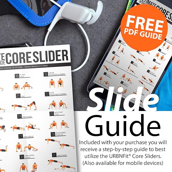 URBNFit Gliding Discs Core Sliders - Dual Sided Exercise Disc for Smooth Sliding On Carpet and Hardwood Floors - Gliders Workout Legs, Arms Back, Abs at Home or Gym or Travel - Fitness Equipment
