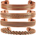 Copper Bracelet Tibetan Style. Hand Forged with Solid and High Gauge Copper Jewelry Cuff for Women Men. Combo of Different Designs