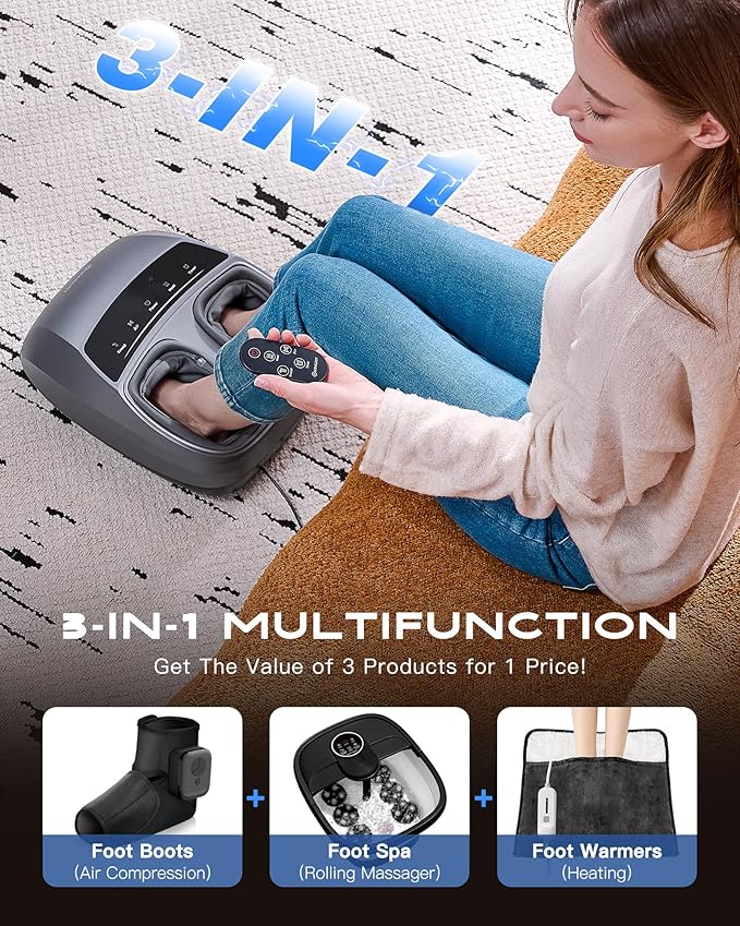KINGJOY Foot Massager with Heat for Neuropathy, [2026 Upgraded], Deep Kneading Shiatsu Foot Massager for Plantar Fasciitis, Fits Up to Men Size 14, Gifts for Women Mom Men Dad Seniors