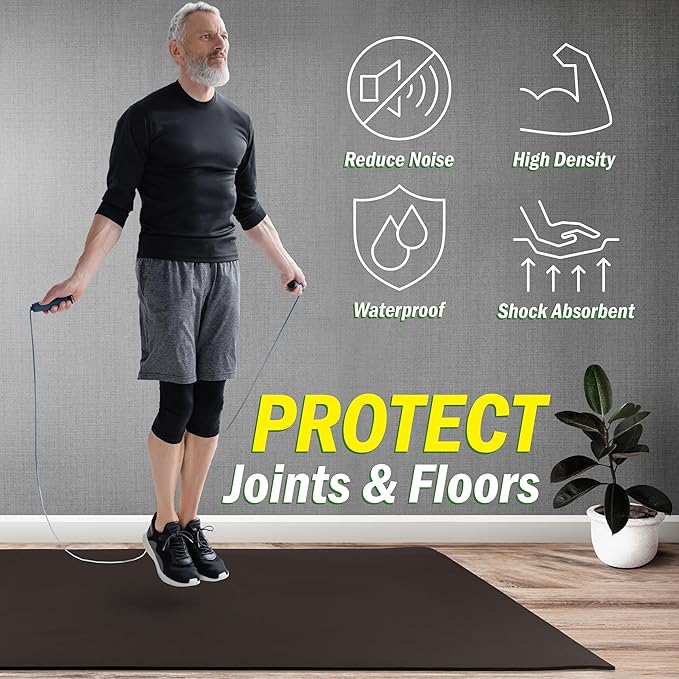 Large Yoga Mat - 6’x4’ Wide Exercise Mat - 8mm Thick Waterproof Non-Slip Workout Mat - Gym Flooring for Home Gym Studio Workouts, Pilates, Stretching and Meditation - Fitness Mat by Wakeman