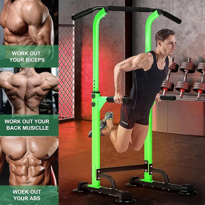 SogesPower Power Tower Dip Station Pull Up Bar for Home Gym Adjustable Height Strength Training Workout Equipment,Pull Up Bar Station
