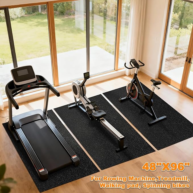 Fitvids Treadmill Mat 1/4" Thick Non-Slip Gym Mats Floor Protection Pad Compatible for Treadmills,Elliptical,Exercise Bikes,Stationary Cycles and Accessories