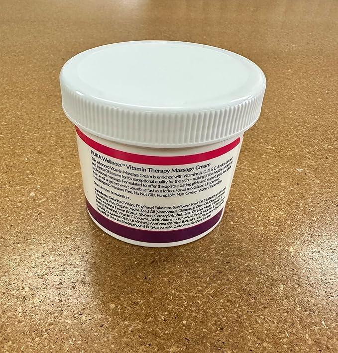 Vitamin Therapy 4 Fl oz Massage Cream, Vitamin E, Professional, Massage Therapy, Deep Tissue, Unscented, Hypoallergenic, Natural Ingredients, Skin Hydrating, Moisturizing, Muscle Relief