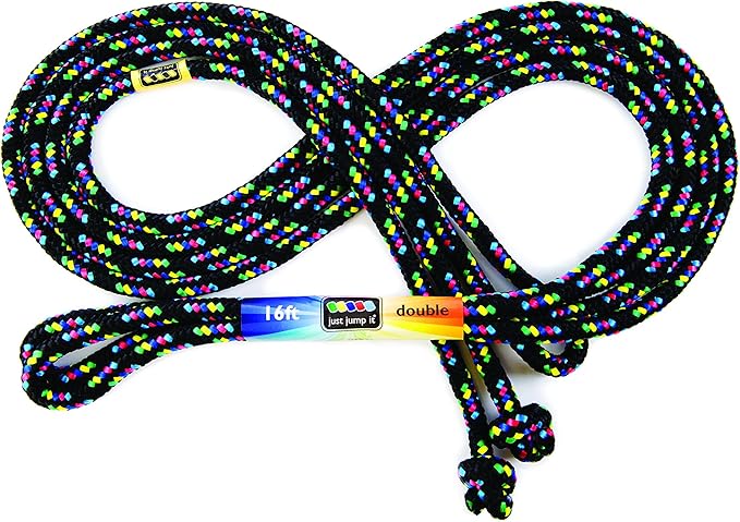 Just Jump It 16' Foot Single Jump Rope for Kids Women and Men - Active Outdoor Youth Fitness Excersing Equipment - Double Dutch Length Gym Accessories