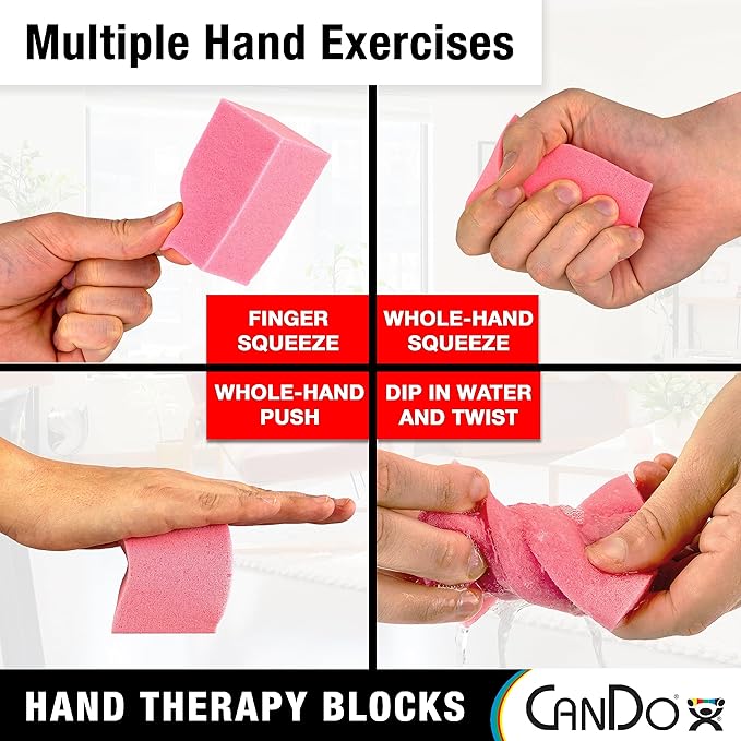 CanDo Hand Therapy Blocks - Yellow (Extra-Soft), Pack of 3 - Grip Strengthening Foam Hand Exercise Tools for Physical Therapy, Arthritis, Carpal Tunnel, Stress Relief, Anxiety