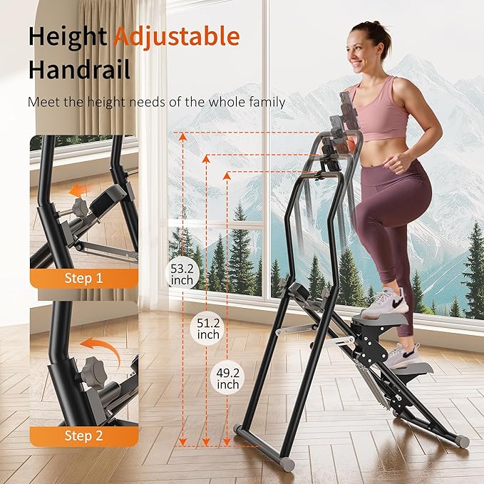 MOMODA Stair Stepper Resistance Adjustable Folding Vertical Climber Machine for Home Gym Full-Body Workout