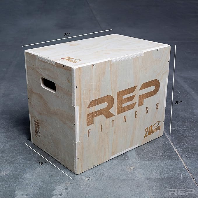 Rep Plyometric Wood Jump Box | CrossFit & Strength Training | 12 to 30" Range of Wooden Step Platforms | Gym & Sports Workouts | Fitness, Exercise, Physical Therapy Equipment | Pro Conditioning Tool