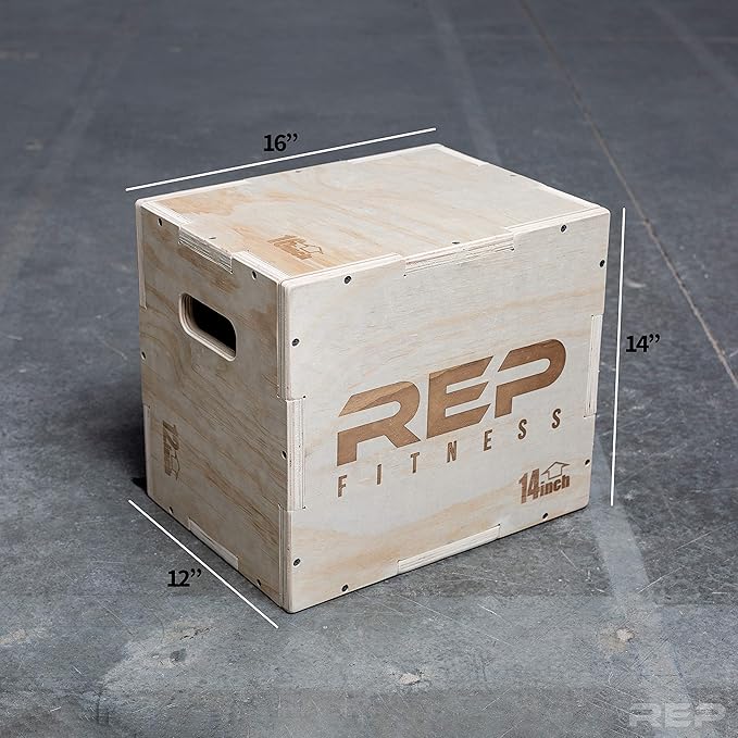 Rep Plyometric Wood Jump Box | CrossFit & Strength Training | 12 to 30" Range of Wooden Step Platforms | Gym & Sports Workouts | Fitness, Exercise, Physical Therapy Equipment | Pro Conditioning Tool