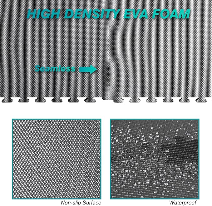 Mat Block Interlocking Foam Tiles Puzzle Mats for Floor 24 SQ FT, 1 inch, 6 Tiles, EVA Gym Mat Flooring Exercise Equipment Mat for Home Gym Equipment,APM202GY, Grey