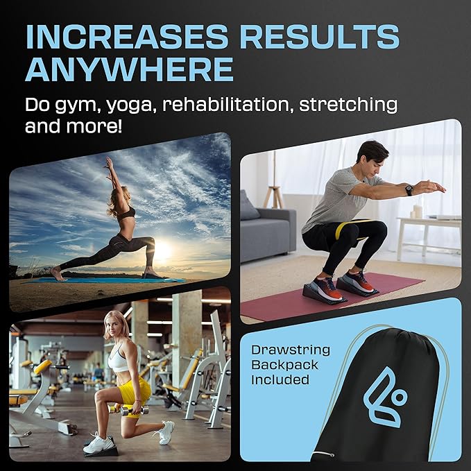 Squat Wedge Block Pair - Heel Elevated Squat Wedge for Deeper Squats, Heavy Lifting and Better Form - 17° Angle Exercise Wedges, Slant Board for Squats with Carry Backpack