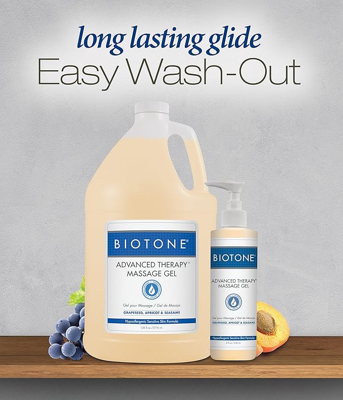 BIOTONE Advanced Therapy Massage Gel, Smooth, Silky Glide Without the Oil Feel, Ideal Workability, Nut-Oil Free, Hypoallergenic