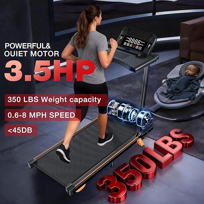 Walking Pad Treadmill with Desk Workstation, 12% Incline Treadmills for Home Small Office, 350lbs Capacity, 3.5HP