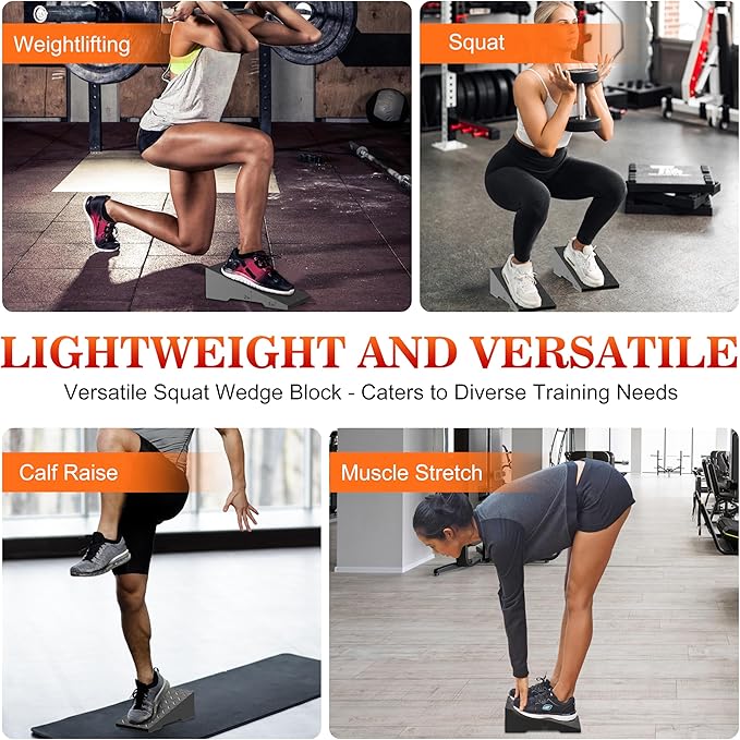 Squat Wedge, Heavy Duty Steel Squat Wedge Block, 2 Pcs Non-Slip Slant Board for Squats, 800 lbs Weight Capacity for Deeper Squats, Calf Raises, Weightlifting and Foot Stretches