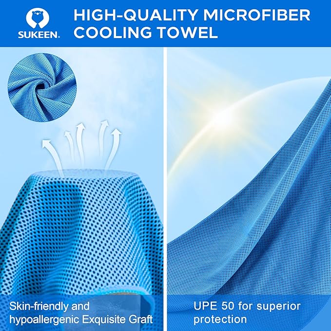 Sukeen 4 Pack Cooling Towels (40"x12"),Ice Towel,Soft Breathable Chilly Towel,Microfiber Towel for Yoga,Sport,Running,Gym,Workout,Camping,Fitness,Workout & More Activities