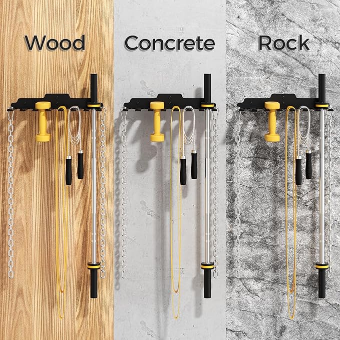 Barbell Wall Holder,Single Barbell wall Mount Hanger,Garage Gym Bar Wall Rack,Vertical Olympic Hanger wall Mount Rack,Space Saving Gym Accessory,Holds Under 33mm Bar Size(Black)