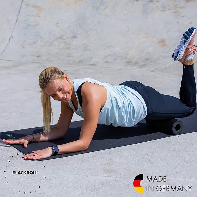 BLACKROLL - SLIM Foam Roller, Portable Massage and Fitness Tool for Muscle and Myofascial Release, Compact for Yoga and Workouts, Trigger Point Therapy, Foot Roller and Back Stretcher, 12” x 4”, Black