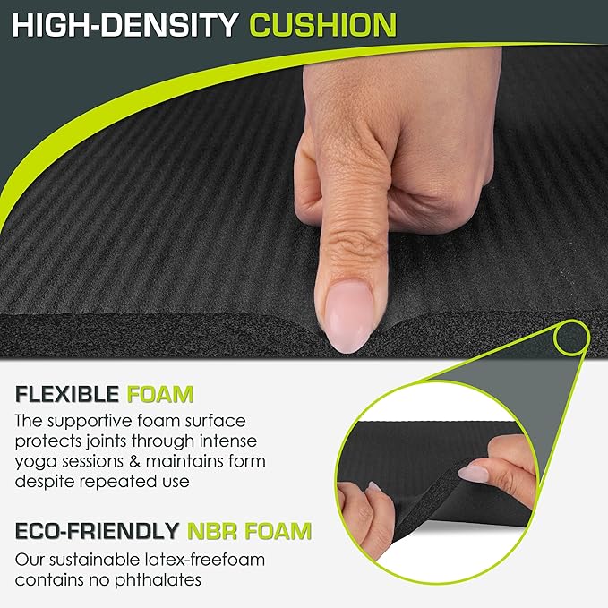 ProsourceFit Extra Thick Yoga Knee Pad and Elbow Cushion 15mm (5/8”) Fits Standard Mats for Pain Free Joints in Yoga, Pilates, Floor Workouts