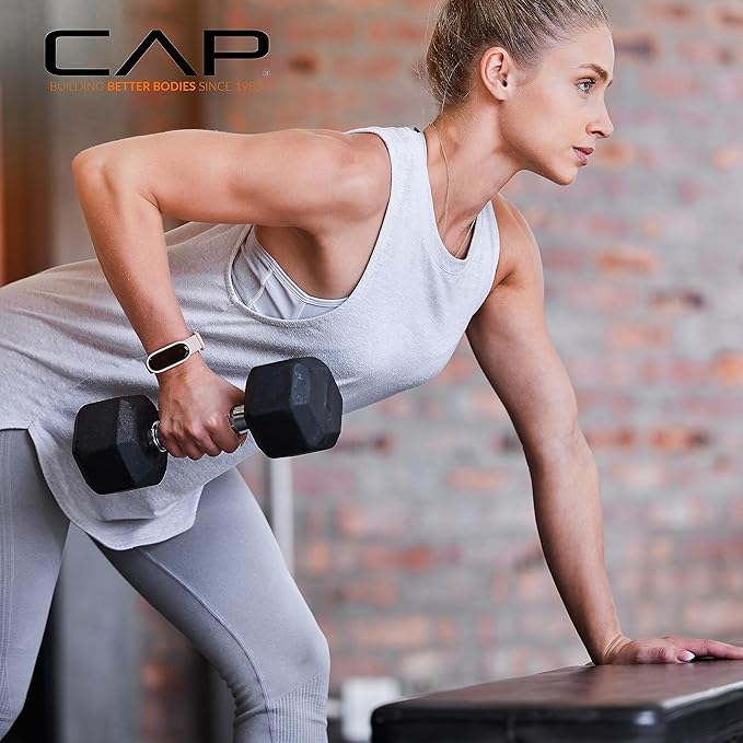CAP Barbell Rubber Coated Dumbbell Weight Set with Vertical Rack | 100 lb, 150 lb, and 210 lb Options