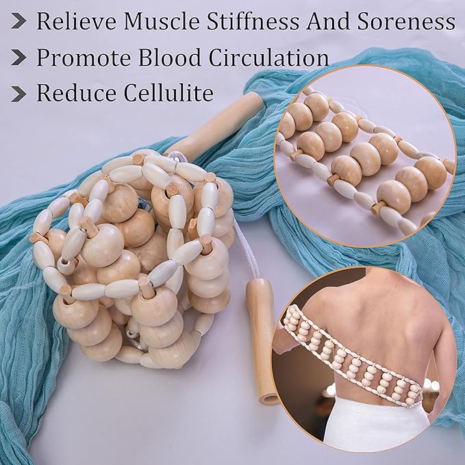 6 in 1 Wood Therapy Massage Tools, Maderoterapia kit, Wood Therapy Set, Lymphatic Drainage Massager, Wooden Gua Sha Tools, Wooden Massager Roller Rope for Body Shaping Anti Cellulite