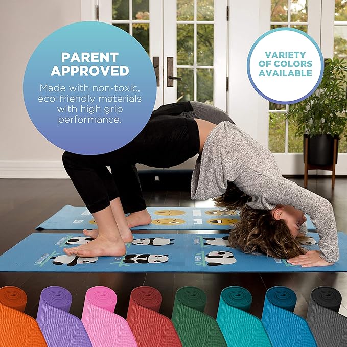 Bean Products Yoga Mat for Exercise - Non Slip Thick Comfortable Workout Floor Mat for Adults and Kids - Eco Friendly Foldable Yoga Mat for Yoga, Pilates, Gym and Stretching